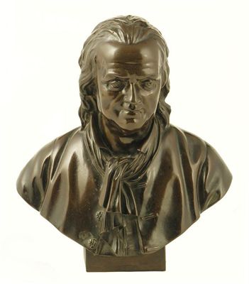 Appraisal: A th century bronze bust of a man the reverse