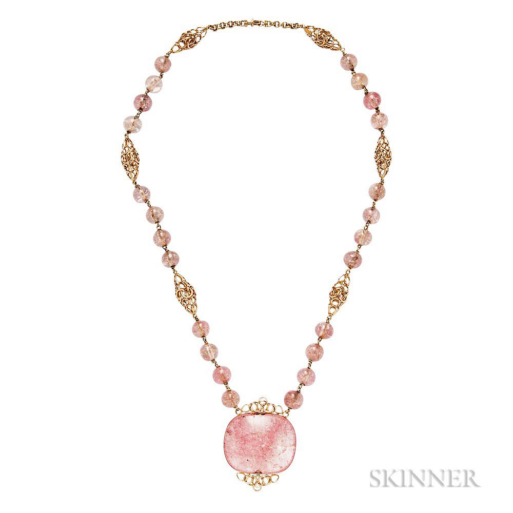 Appraisal: kt Gold and Quartz Necklace Cartier kt Gold and Quartz