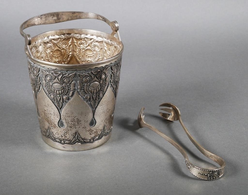 Appraisal: Javanese crafted ice pail in silver hand hammered with repousse