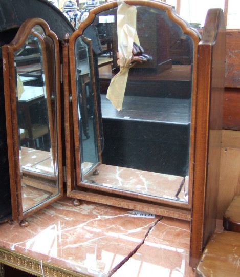 Appraisal: A th century mahogany framed triptych dressing mirror with arched