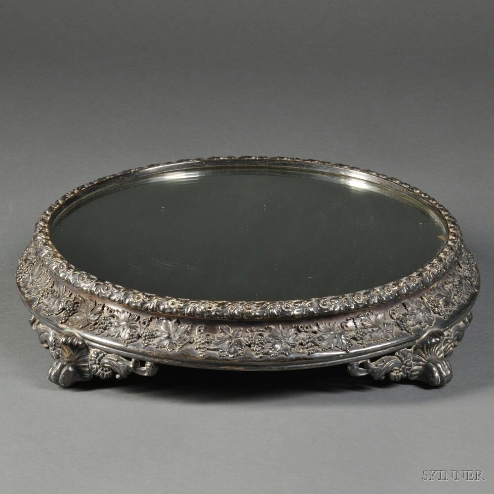 Appraisal: George IV Sterling Silver-mounted Mirrored Plateau Birmingham - Matthew Boulton