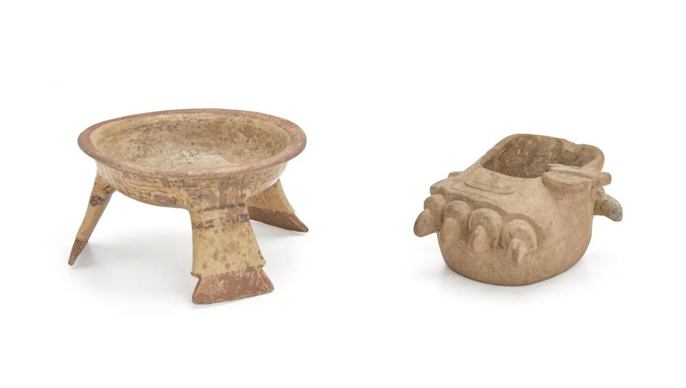 Appraisal: Two Pre-Columbian Mexican items Circa - CE Comprising an earthenware