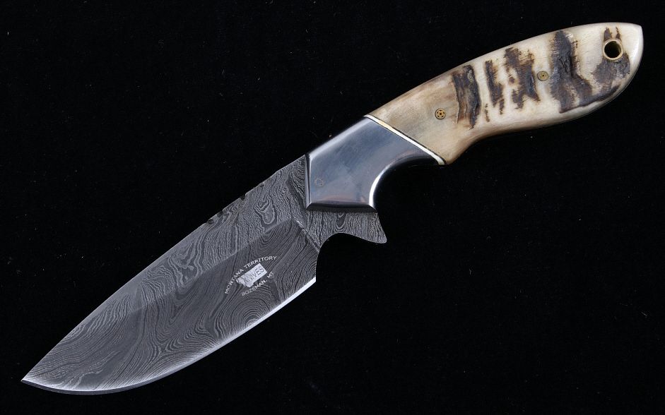 Appraisal: Rocky Mountain Rams Horn Damascus Bozeman Knife This is an