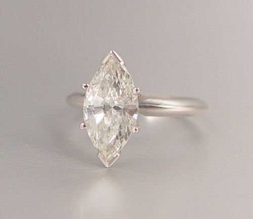 Appraisal: SPARKING MARQUIS DIAMOND SOLITAIRE RING K white gold engagement ring