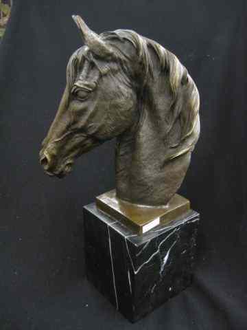 Appraisal: Bronze Statue of a Horse Head signed Melo black marble