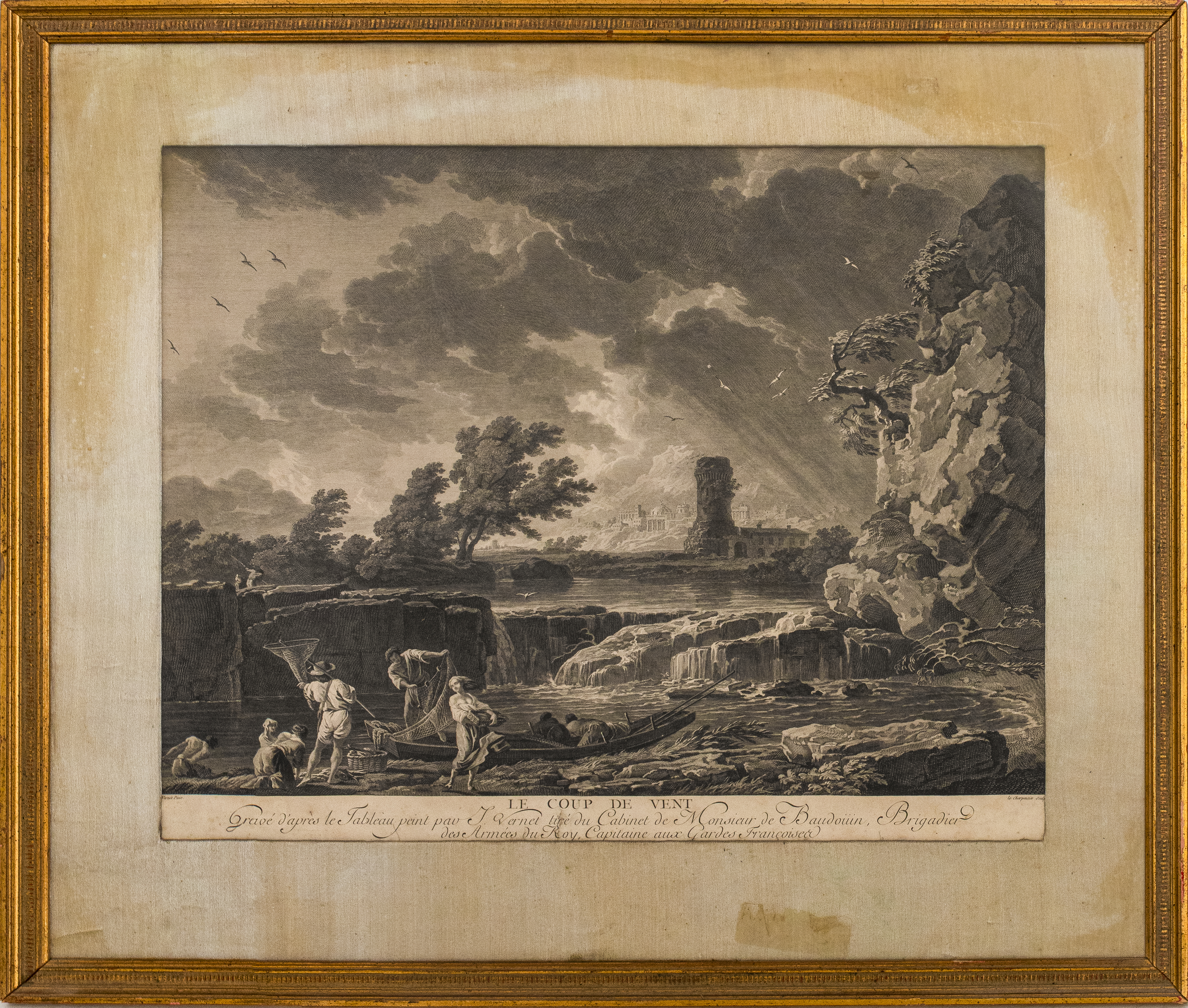 Appraisal: CLAUDE JOSEPH VERNET THE GUST OF WIND ENGRAVING Antique engraving