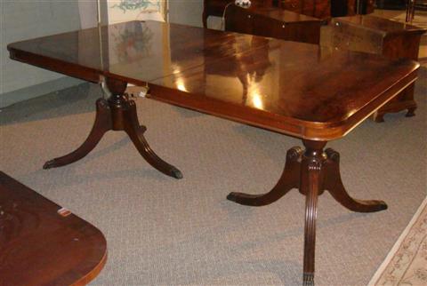 Appraisal: REGENCY STYLE MAHOGANY TWO PEDESTAL DINING TABLE h w d