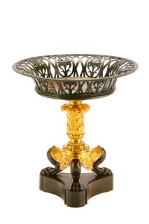 Appraisal: Continental Empire Style Bronze Footed Tazza Continental Empire style bronze