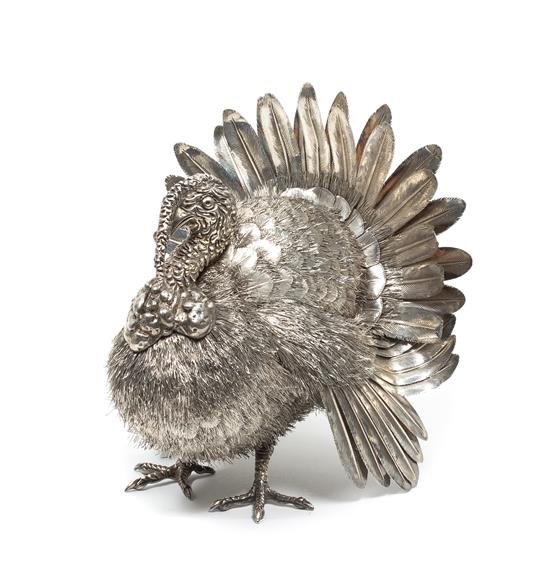 Appraisal: Sale Lot An Italian Silver Wild Turkey Figurine Nava Nencini