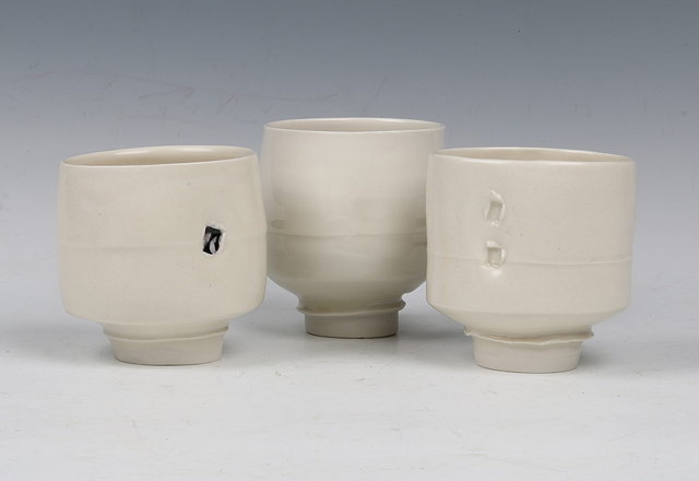 Appraisal: Edmund De Waal British b Three chawan tea bowlsimpressed marksimpressed