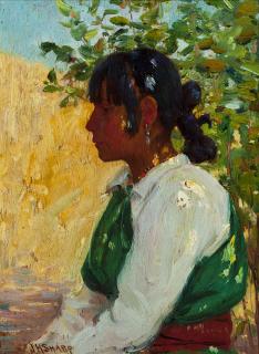 Appraisal: Joseph Henry Sharp ''Dolly Taos'' profile of a seated Native