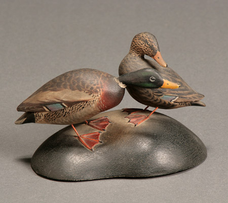 Appraisal: Miniature Carved and Painted Wood Mallard Drake and Hen A