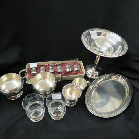 Appraisal: Sterling Silver Estate Lot tall weighted compote sugar creamer toothpick