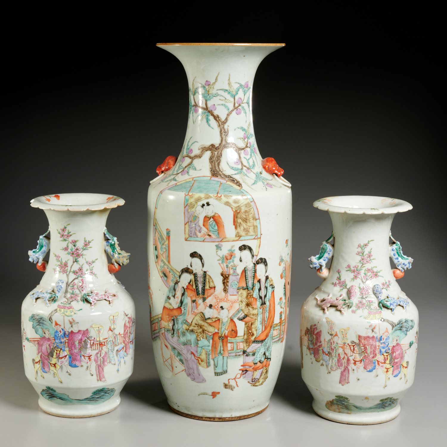 Appraisal: CHINESE FAMILLE ROSE PORCELAIN VASES Qing Dynasty th c including