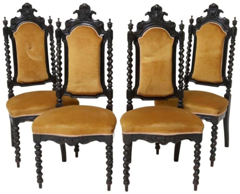 Appraisal: lot of French ebonized wood dining chairs late th c