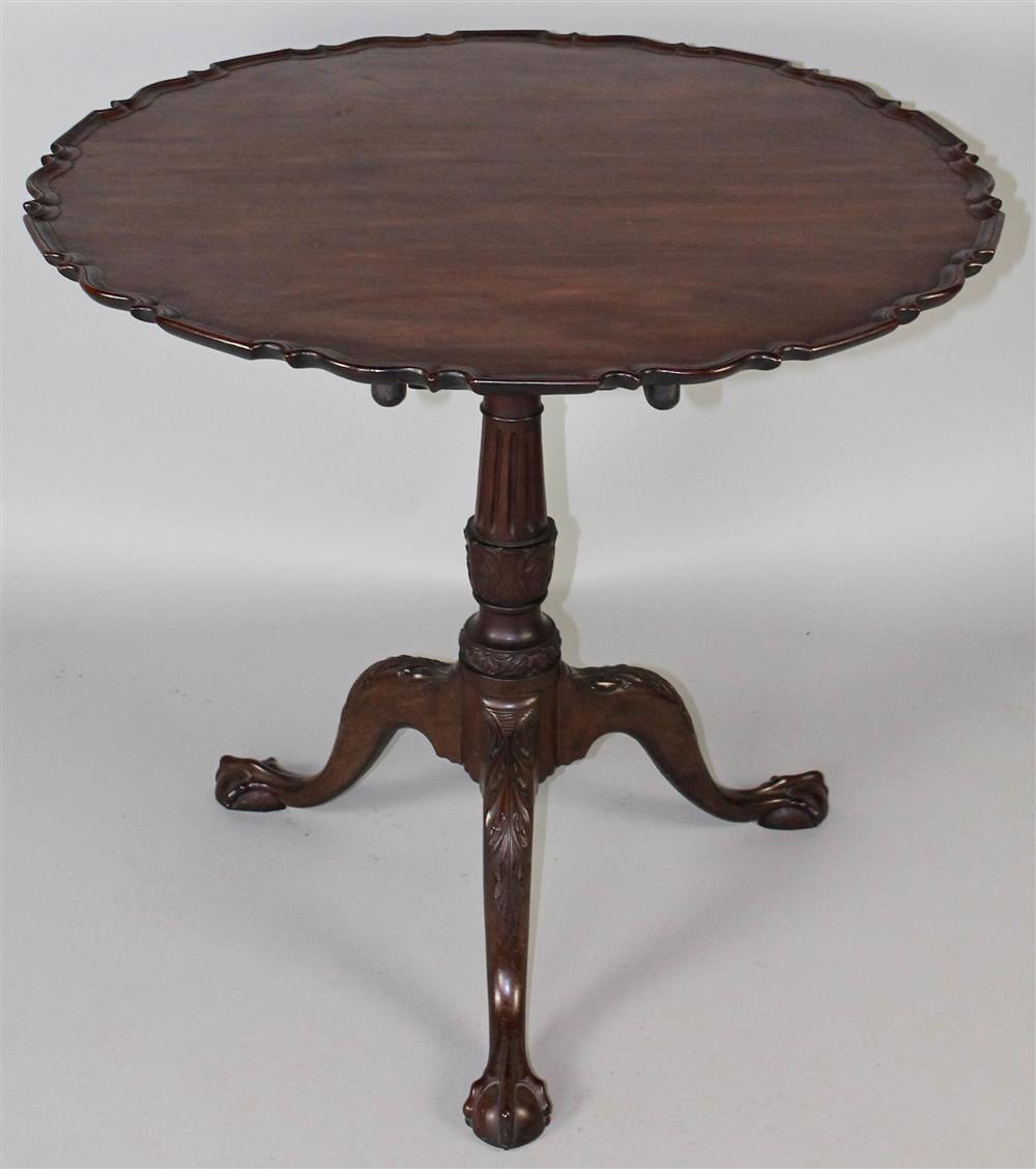 Appraisal: CHIPPENDALE CARVED MAHOGANY SCALLOP-TOP TEA TABLE POSSIBLY PHILADELPHIA WITH ISRAEL