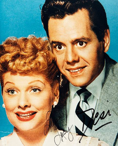 Appraisal: A Lucille Ball and Desi Arnaz signed color photograph s