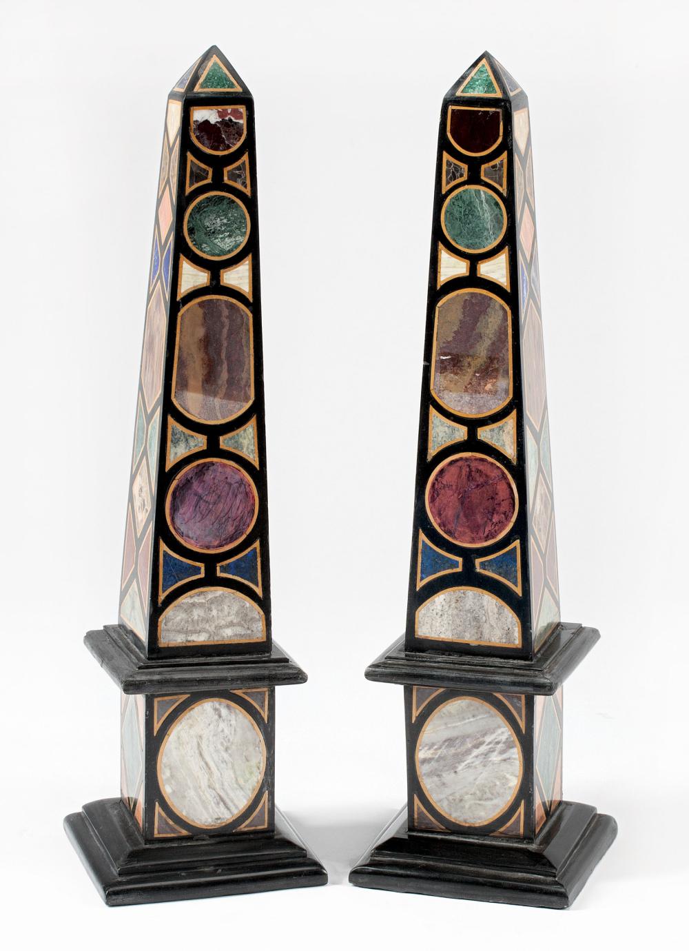 Appraisal: Pair of Italian Grand Tour Specimen Marble Obelisks th c