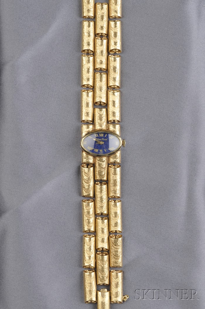 Appraisal: Lady's kt Gold Wristwatch Lucien Piccard the blue painted dial