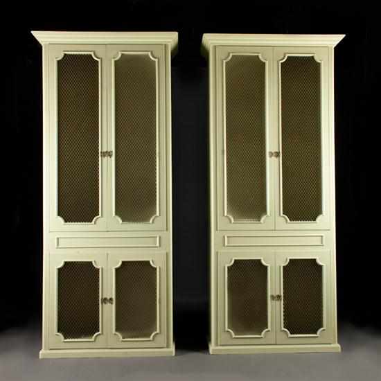 Appraisal: Pair of cabinet made French style painted wood and wirework