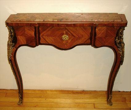 Appraisal: Louis XV-Style Gilt-Metal Mounted Tulipwood and Purplewood Console Table with