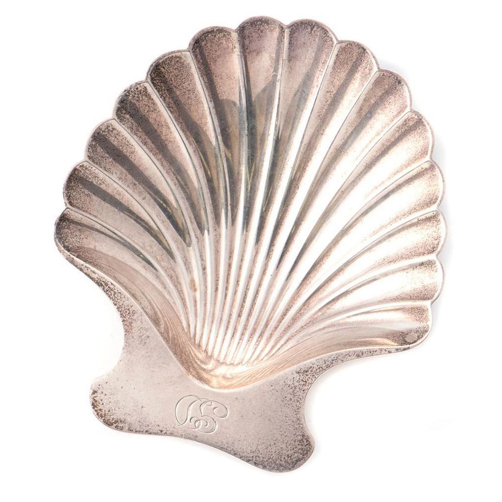 Appraisal: Tiffany Co sterling silver scallop shell dish for nuts or