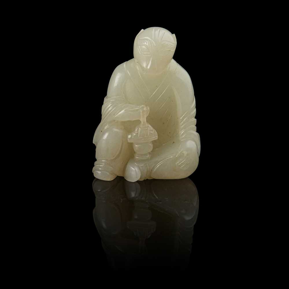 Appraisal: WHITE JADE CARVING OF A TIGER DEITY QING DYNASTY TH