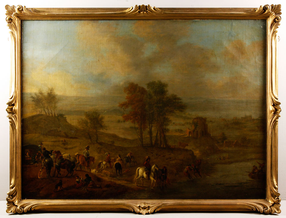 Appraisal: - Attr Wouwerman Hunting Party O C Attributed to Philips