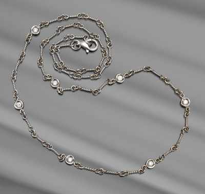 Appraisal: A Ladies' Gold and Diamond Chain Necklace k white gold