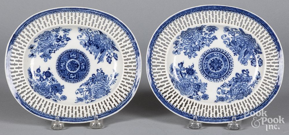 Appraisal: Pair of Chinese Fitzburgh blue white trays Pair of Chinese