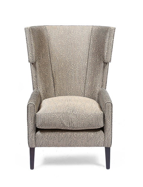 Appraisal: A MODERN WING BACK ARMCHAIR upholstered in leafing branch decorated