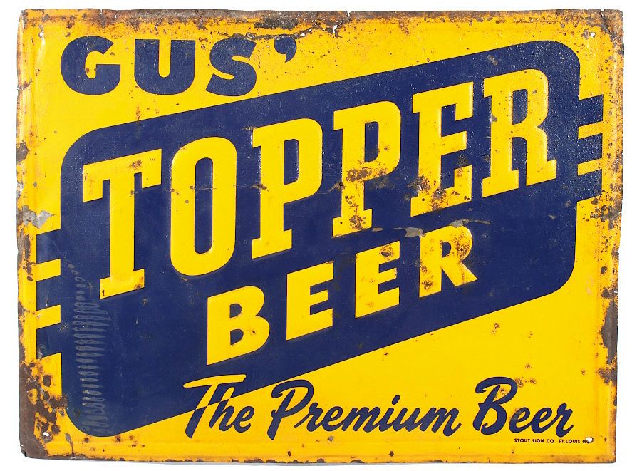 Appraisal: Original Gus' Topper Beer Sign Kalispell Montana Featured in this