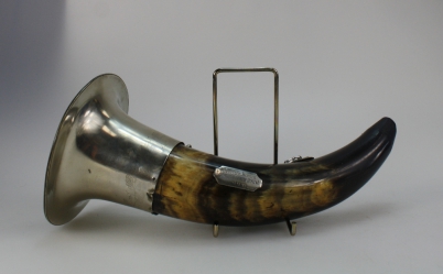 Appraisal: Hunting Horn with silver plated mounts with name plaque Maurice