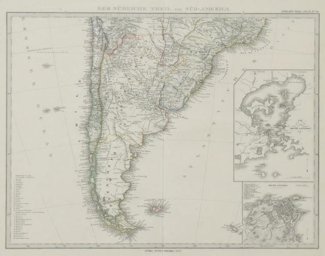 Appraisal: Framed engraving with hand coloring on paper German map of