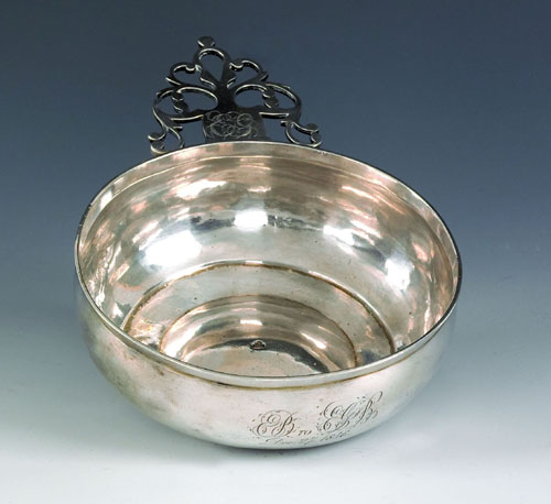 Appraisal: Boston silver porringer ca bearing the touch of Zachariah Brigden