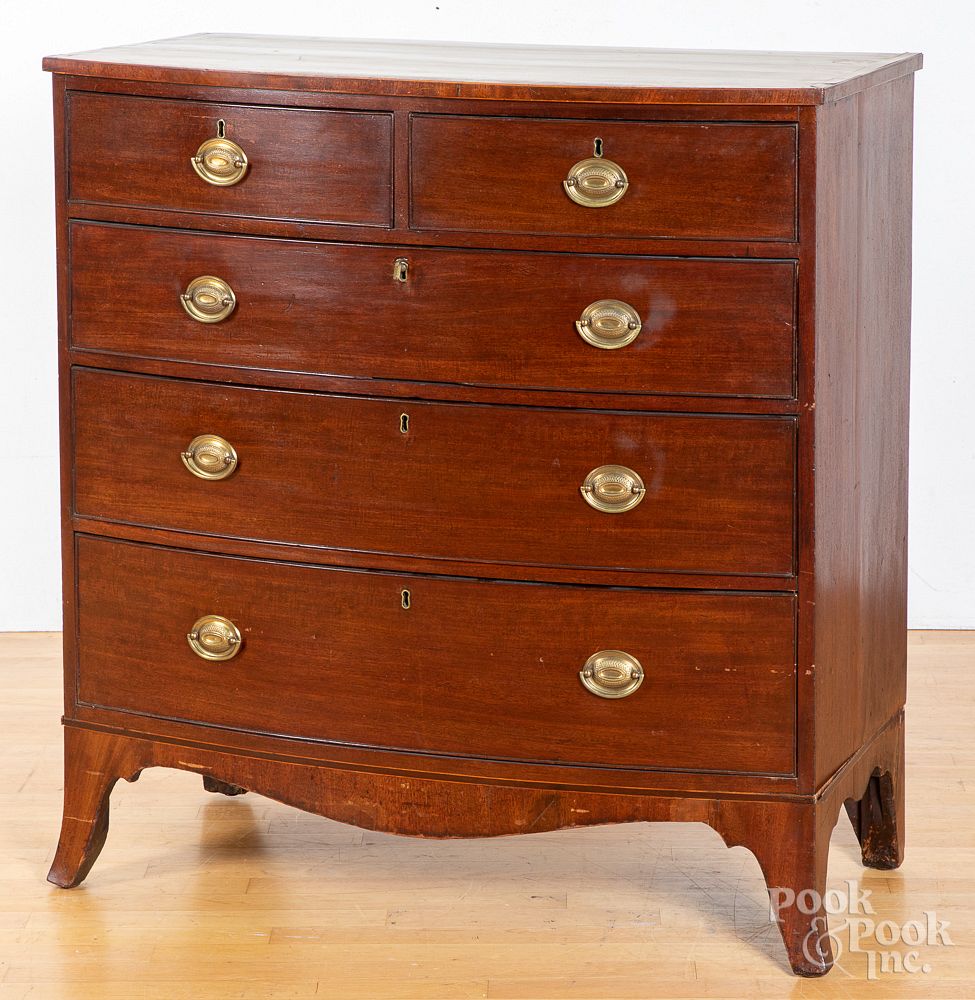 Appraisal: George III mahogany bowfront chest of drawers George III mahogany