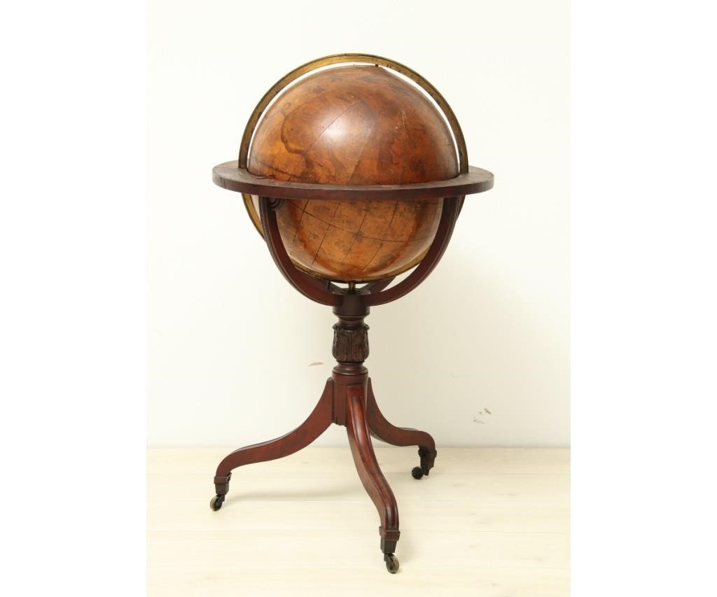 Appraisal: English Regency mahogany globe planter th c with brass rule