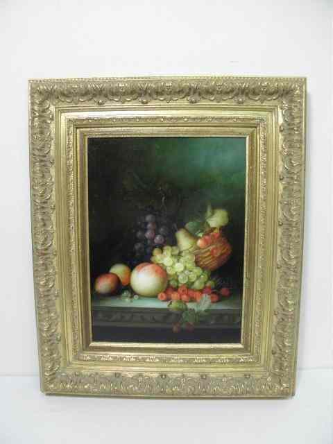 Appraisal: Oil on board still life painting depicting fruit in a