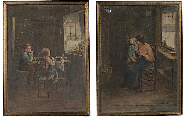 Appraisal: PETER VANDERWICK DUTCH XIX-XX PAIR OF INTERIOR GENRE SCENES Pair