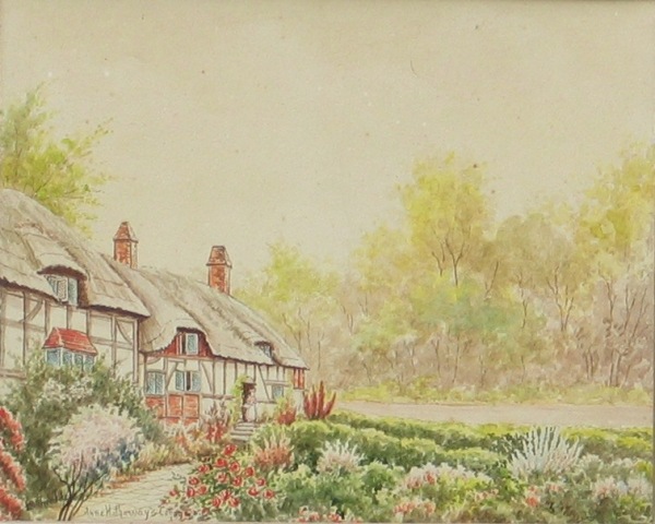 Appraisal: E Shield Anne Hathaway's Cottage watercolour signed and titled 'E