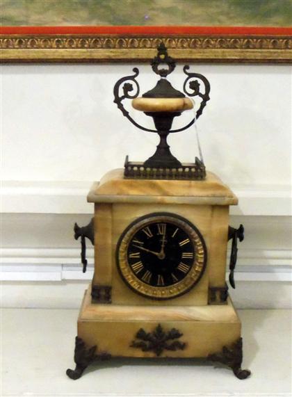 Appraisal: Neoclassical style spelter mounted onyx mantle clock retailed by bailey