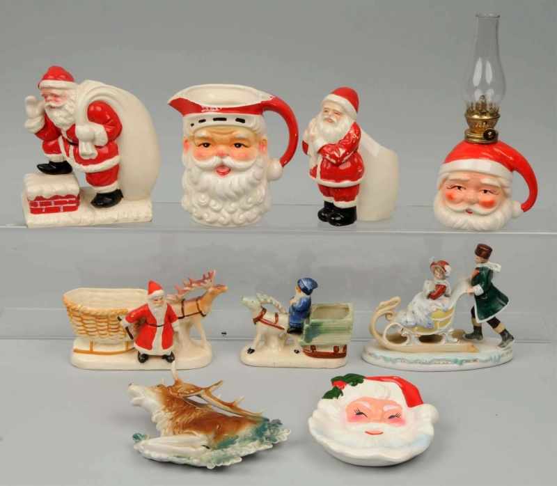 Appraisal: Lot of China Christmas Decorations Description Includes an oil lamp