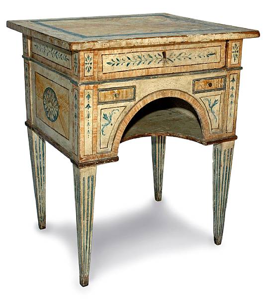 Appraisal: An Italian Neoclassical style polychrome paint decorated dressing table th