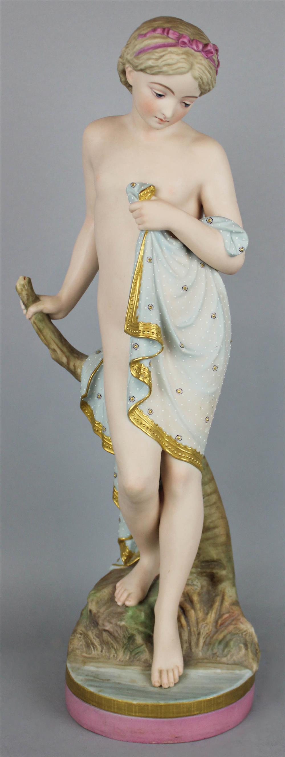 Appraisal: COPELAND PAINTED PARIAN FIGURE 'THE RIVERSIDE' ca after Owen Hale