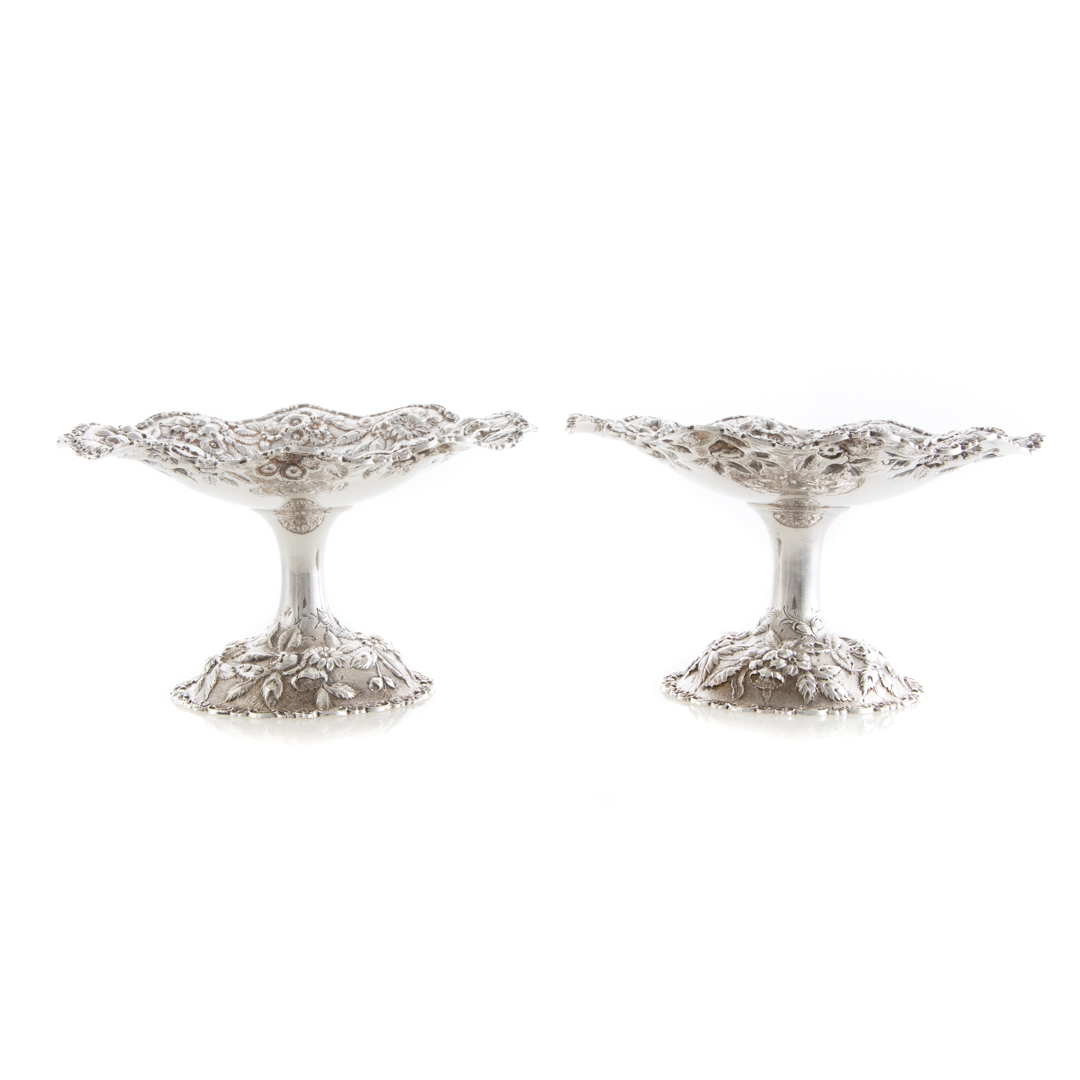 Appraisal: Pair of Kirk repousse sterling silver compotes model in H