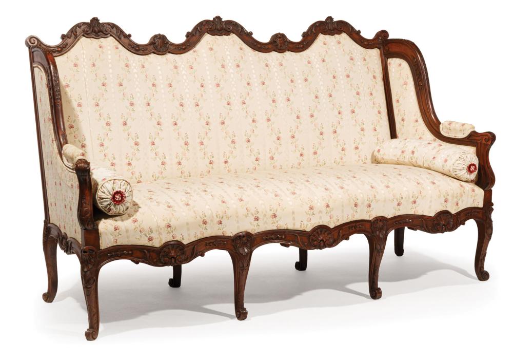 Appraisal: Louis XV-Style Carved Walnut Salone Suite mid-to-late th c incl