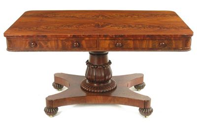 Appraisal: A William IV mahogany library table the rectangular quarter veneered