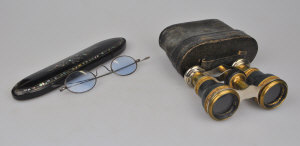 Appraisal: A th century papier mache and mother-of-pearl inlaid glasses case