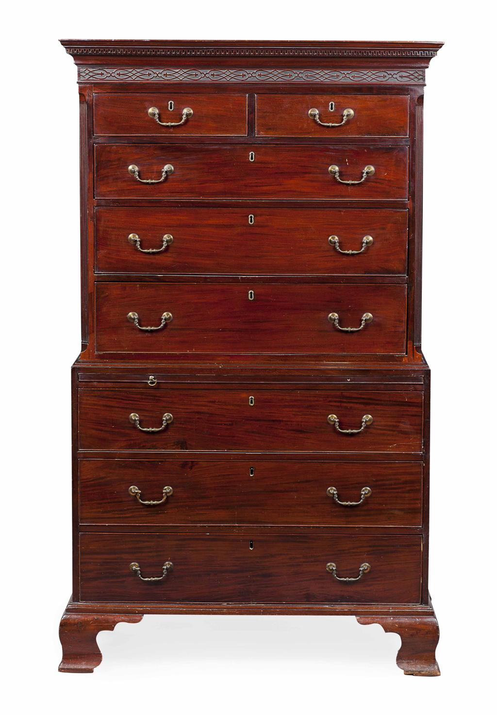 Appraisal: GEORGE III MAHOGANY CHEST ON CHEST TH CENTURY the dentil