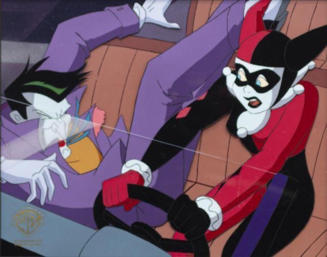 Appraisal: Framed Warner Brothers animation production cel Harley Quinn and Joker